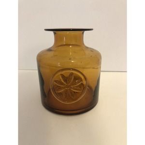 Dartington Glass Clematis Flower Bottle Decanter Amber Poland